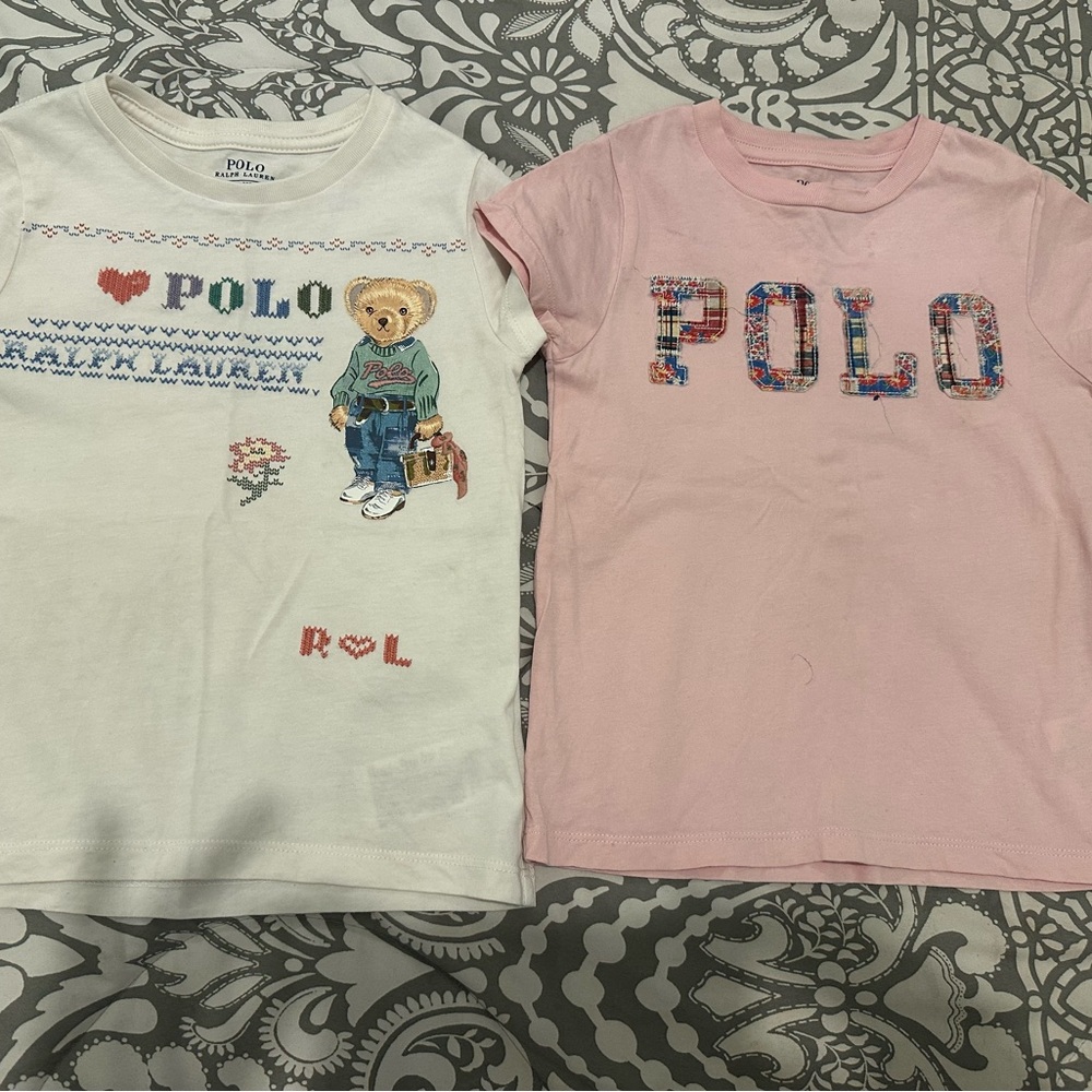 Polo by Ralph Lauren Kids' Pink and White Bear Graphic Tees